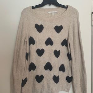 Lauren Conrad Cream and Gray Heart Sweater